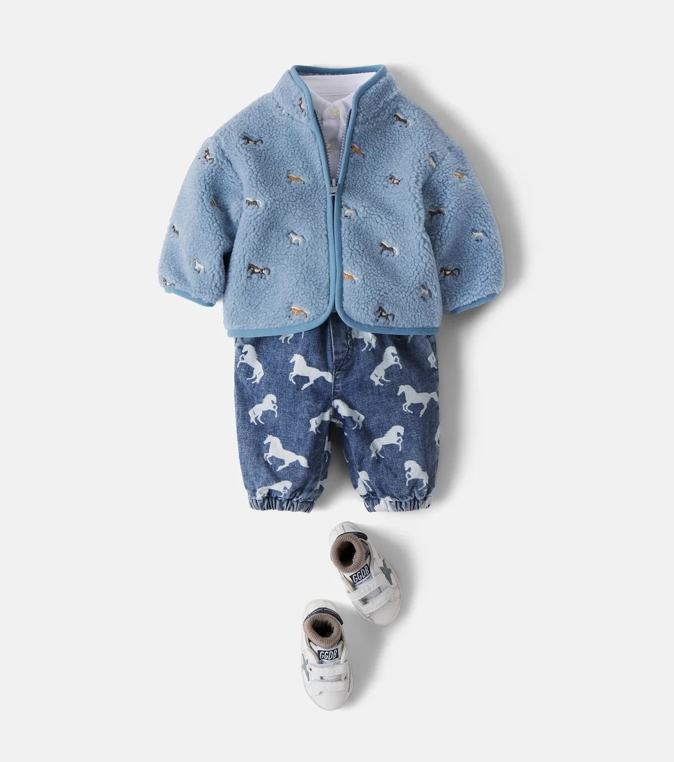 Детская флисовая куртка с вышивкой Stella Mccartney Kids, синий — фото 2