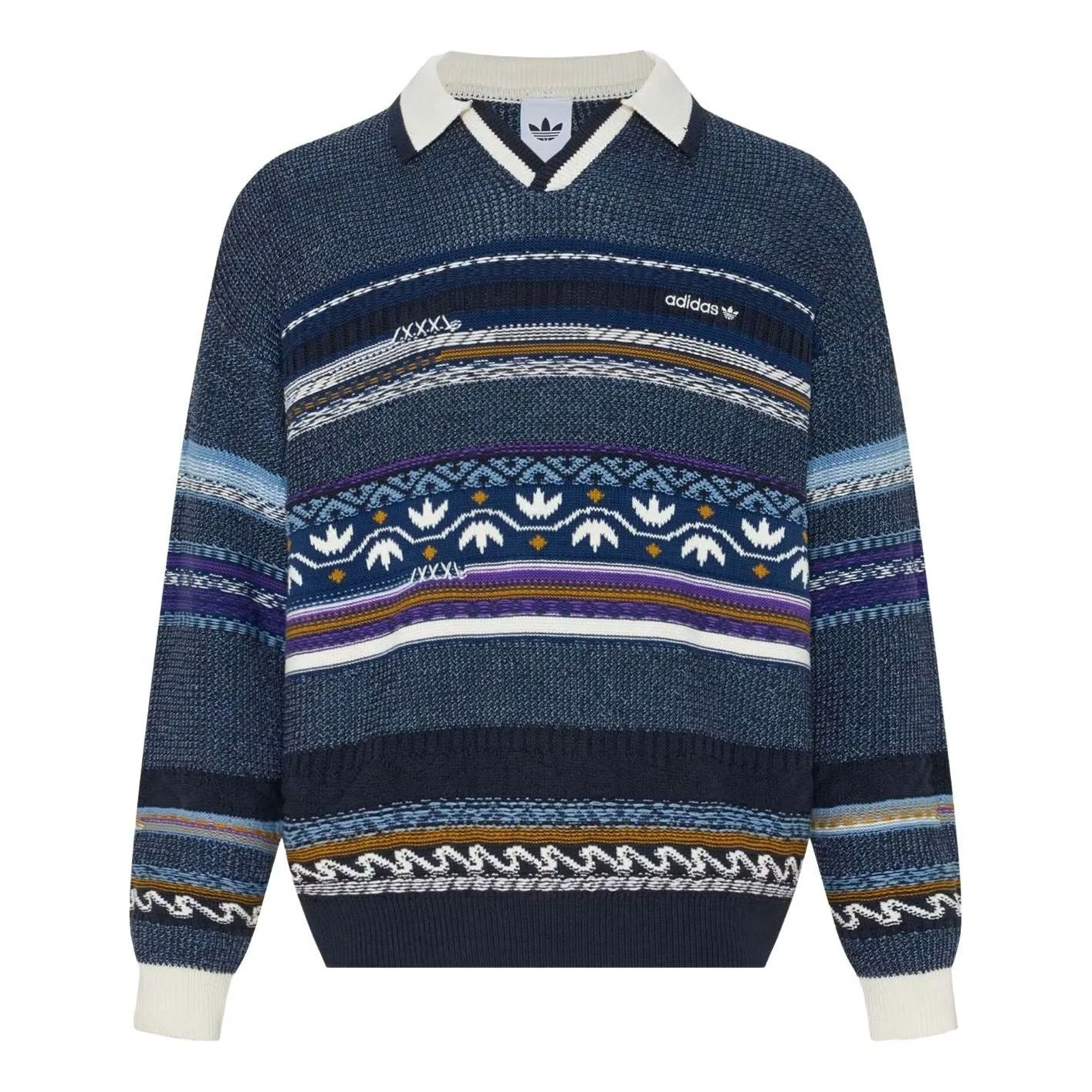 Мужской свитер Toc Polo LS Sweater Asia Sizing 'Aurora Ink' adidas, Aurora Ink