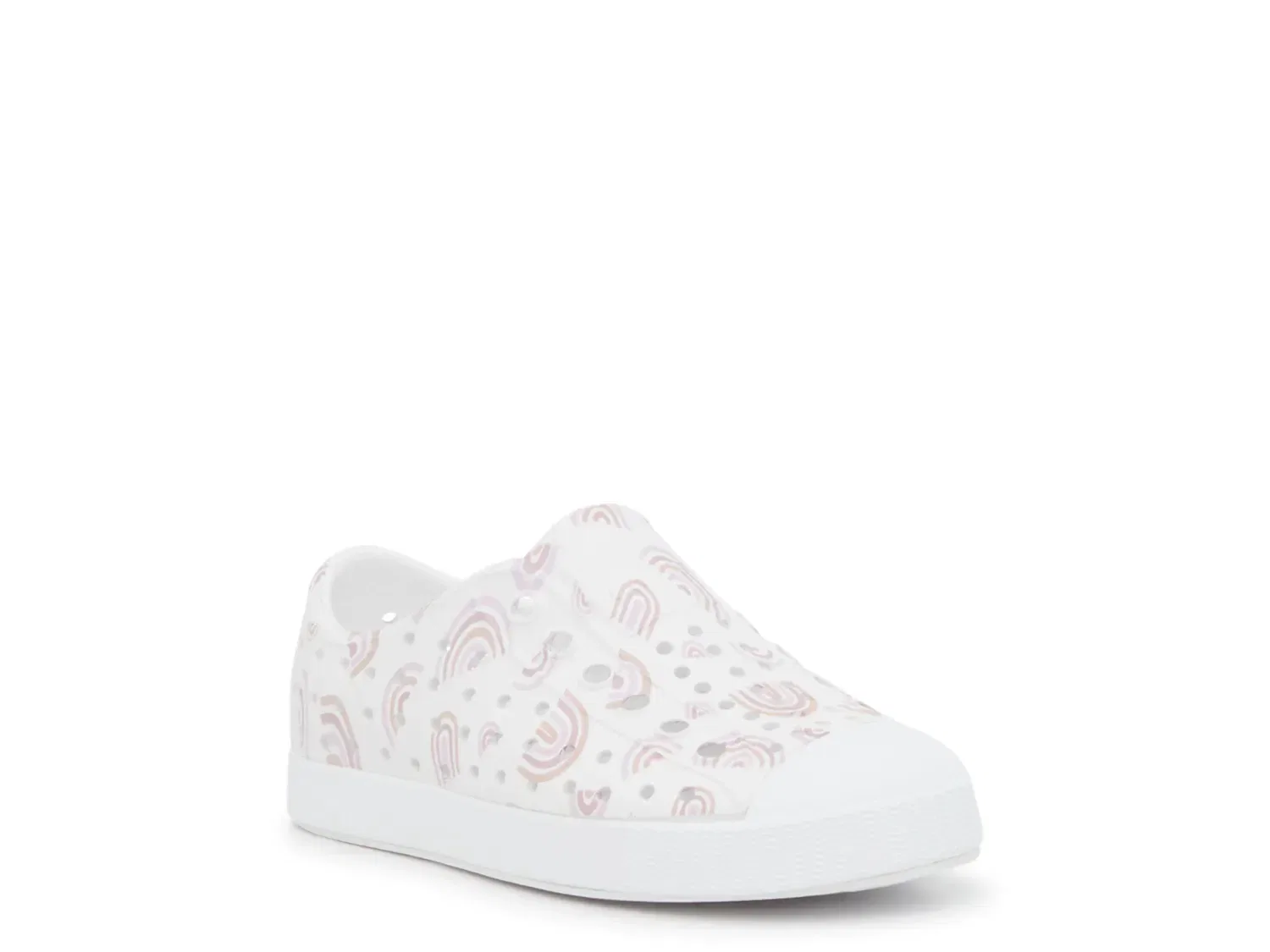 Кеды Slip-On Jefferson Kids, Native, белый/лавандовый/бежевый с радужным принтом