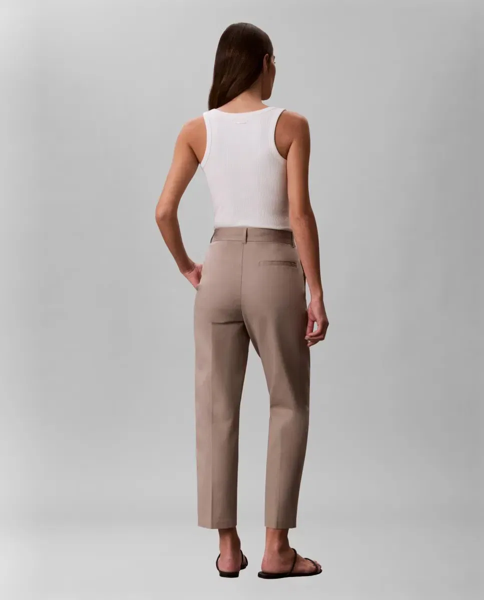 Женские прямые брюки из хлопка Calvin Klein, Marrón — фото 2