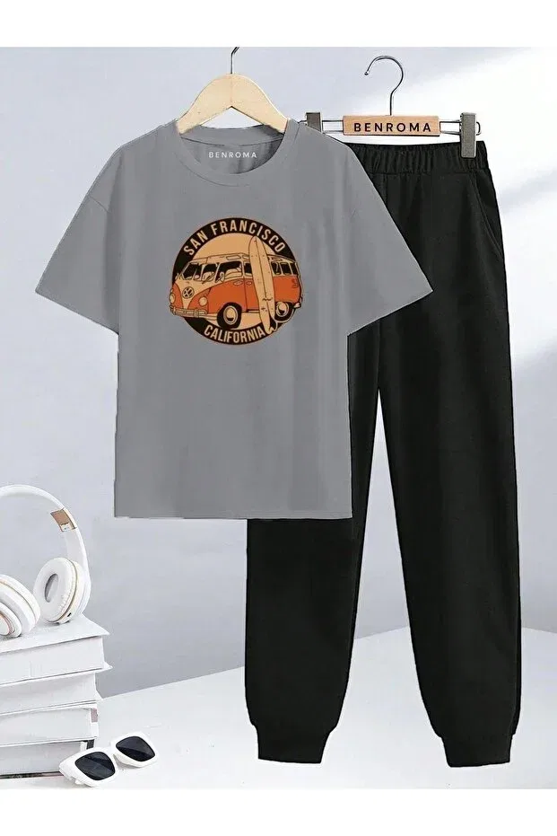 Детский спортивный костюм для девочек с принтом Basics Benroma, Gray