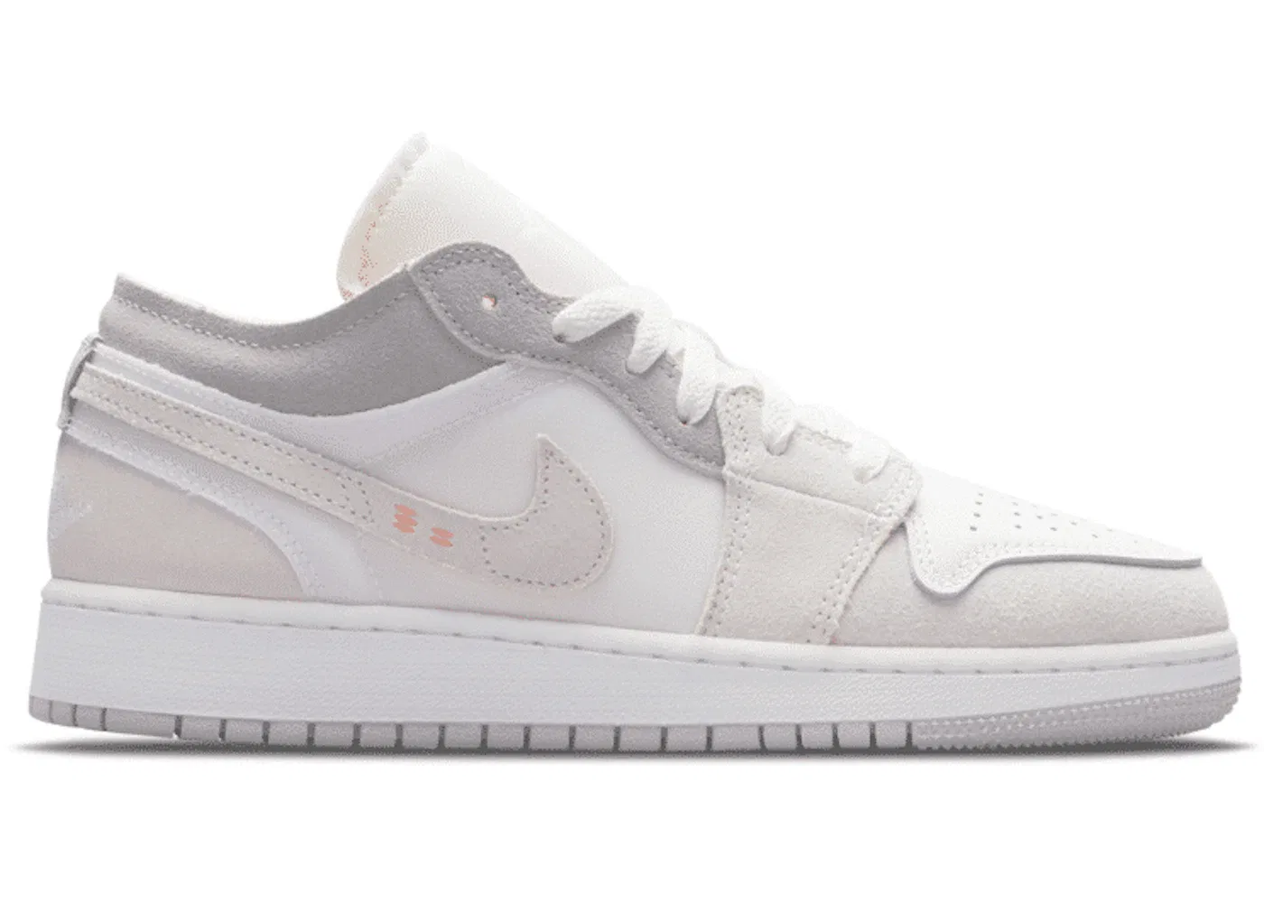Детские кроссовки с деконструированным дизайном Jordan 1 Low Jordan, Cream/White/Light Grey