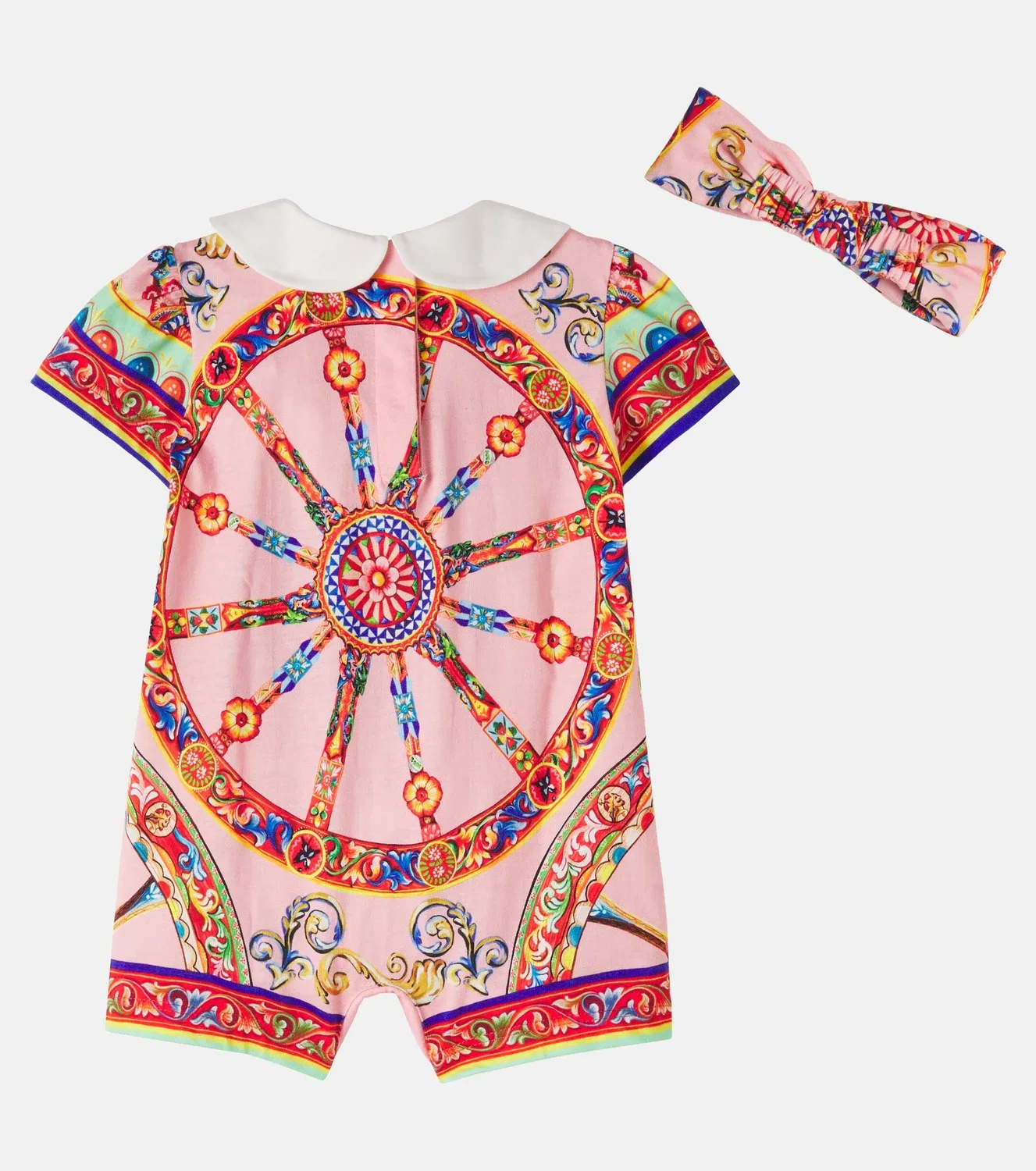 Комплект из комбинезона и повязки на голову из хлопка Baby Carretto Dolce&Gabbana Kids, розовый — фото 3