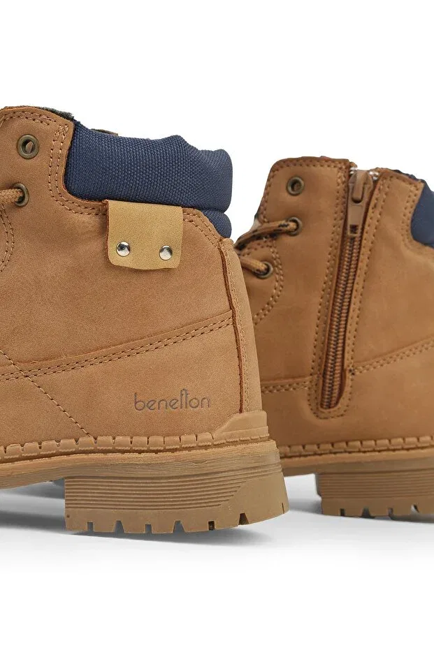 Детские ботинки для девочек на плоской подошве Benetton, Tan Color — фото 3