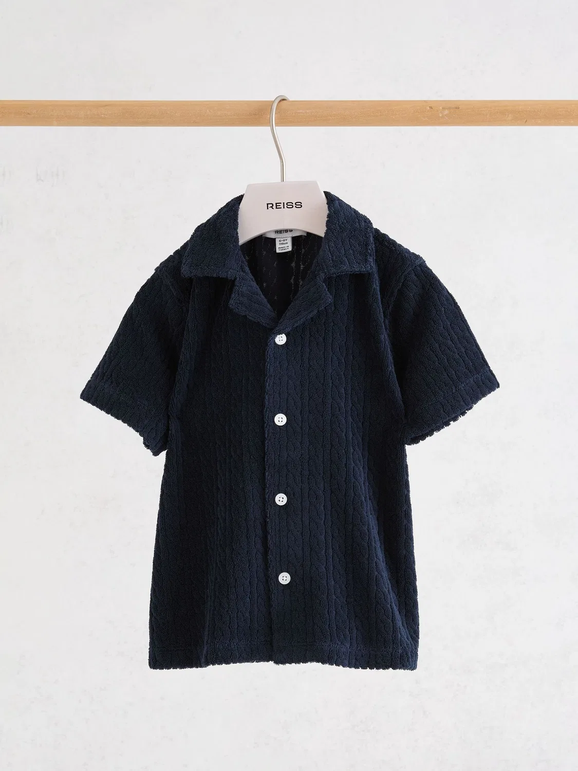 Рубашка с кубинским воротником Reiss Navy Shore, 3-9 лет, синяя — фото 2