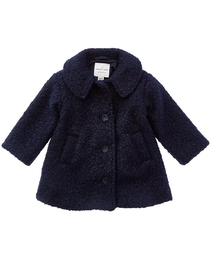 Детское пальто для девочек оверсайз с карманами The Classic Sherpa Coat Janie and Jack, синий