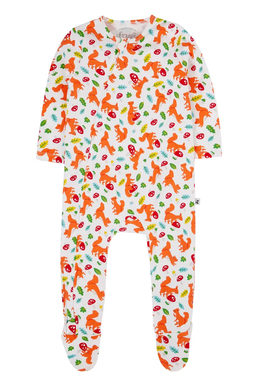 Детский боди-комбинезон на молнии с кимоно-рукавами Frugi, White