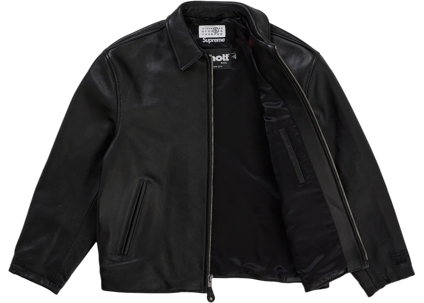 Мужская куртка из кожи с принтом Eagle Supreme MM6 Maison Margiela Schott, Black — фото 2