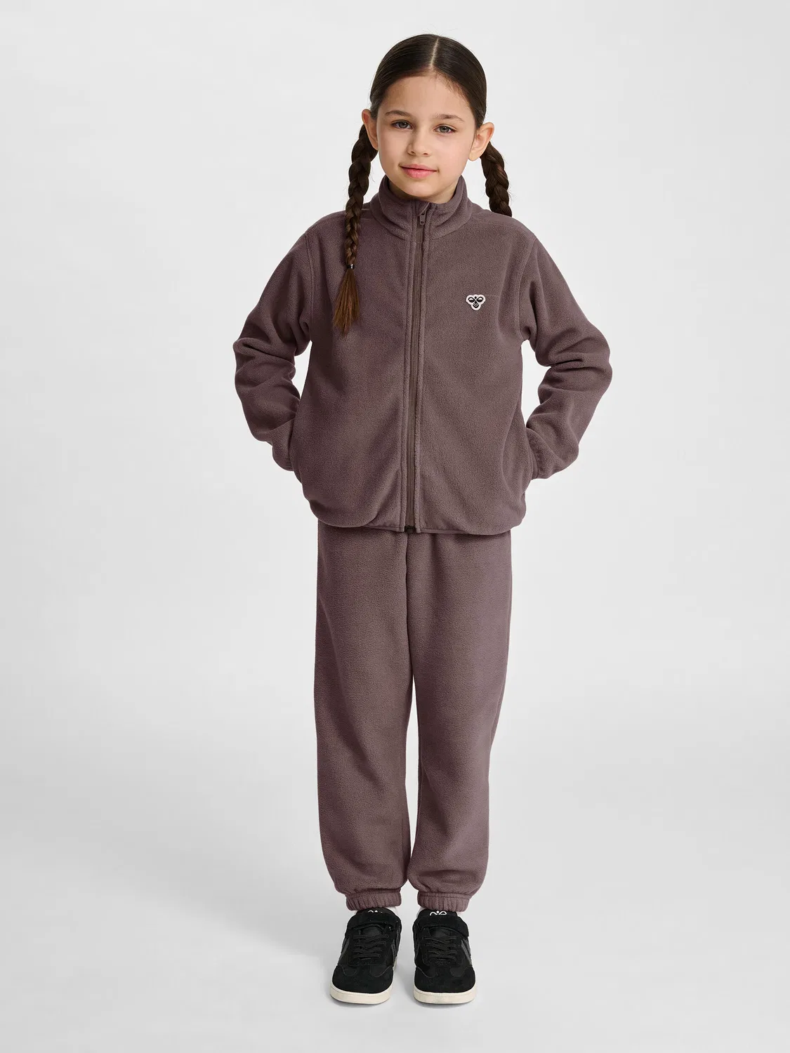 Детская флисовая куртка с молнией Hmljr Fleece Zip Jacket Bee Hummel, Braun Dunkelgrau — фото 4