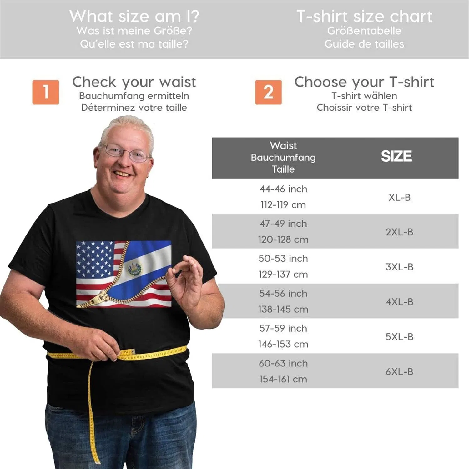 Мужская футболка с графическим принтом Regular Fit, American Flag and El Salvador Flag1 — фото 2