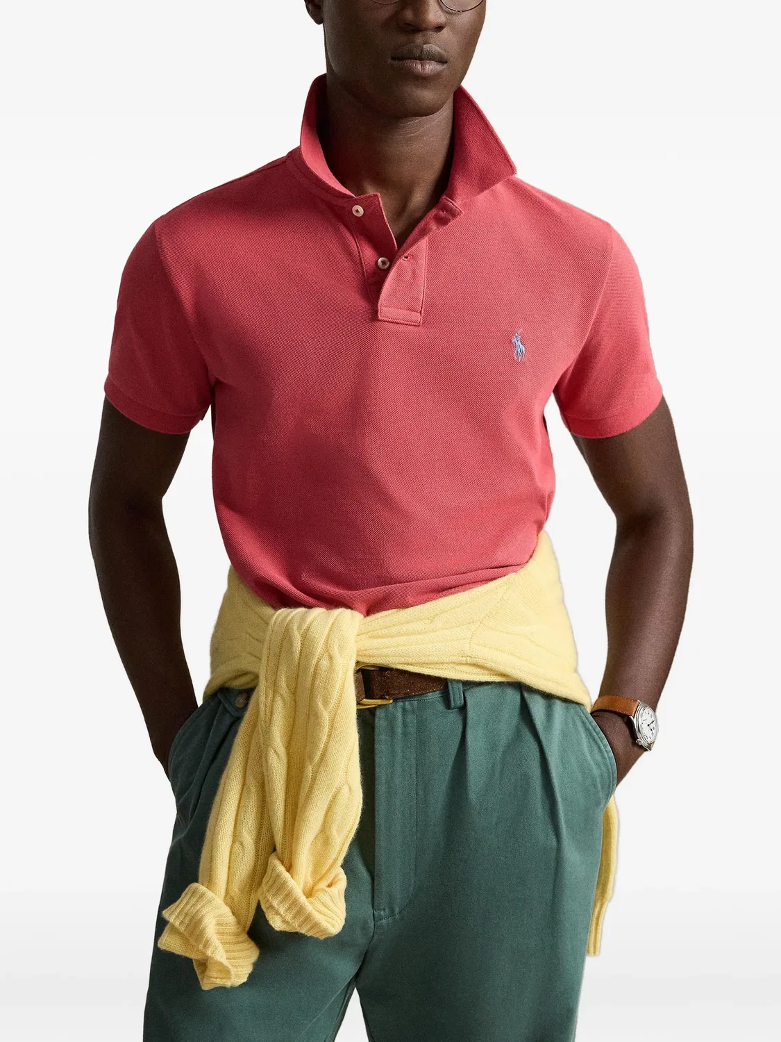 Футболка-поло Slim Fit красная Polo Ralph Lauren, красный — фото 2