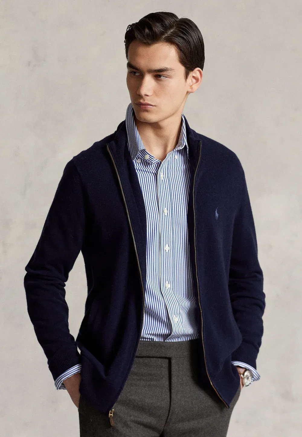 Шерстяной кардиган на молнии Polo Ralph Lauren, Hunter Navy