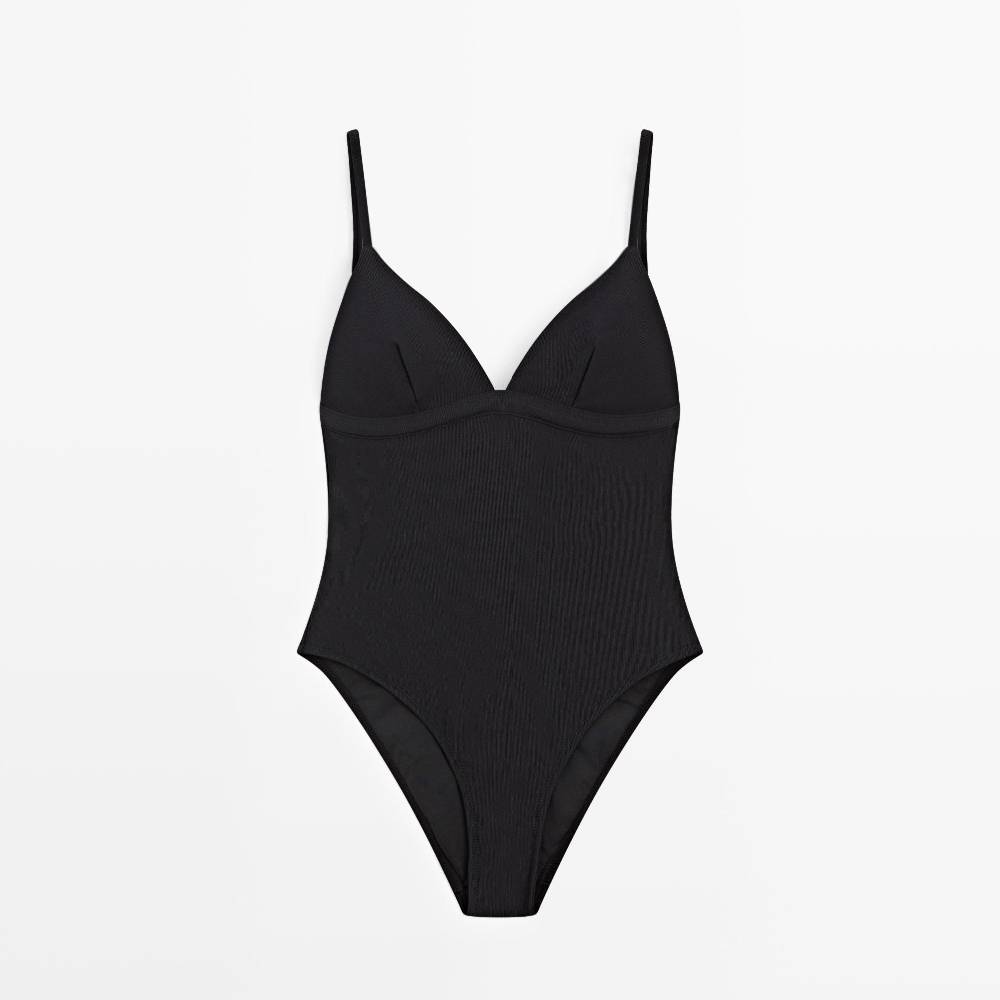 Купальник Massimo Dutti Shimmery triangle, черный