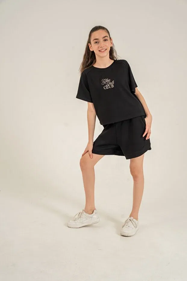 Детский комплект для девочек с вышивкой Glow girls club Mışıl Kids, Black — фото 3