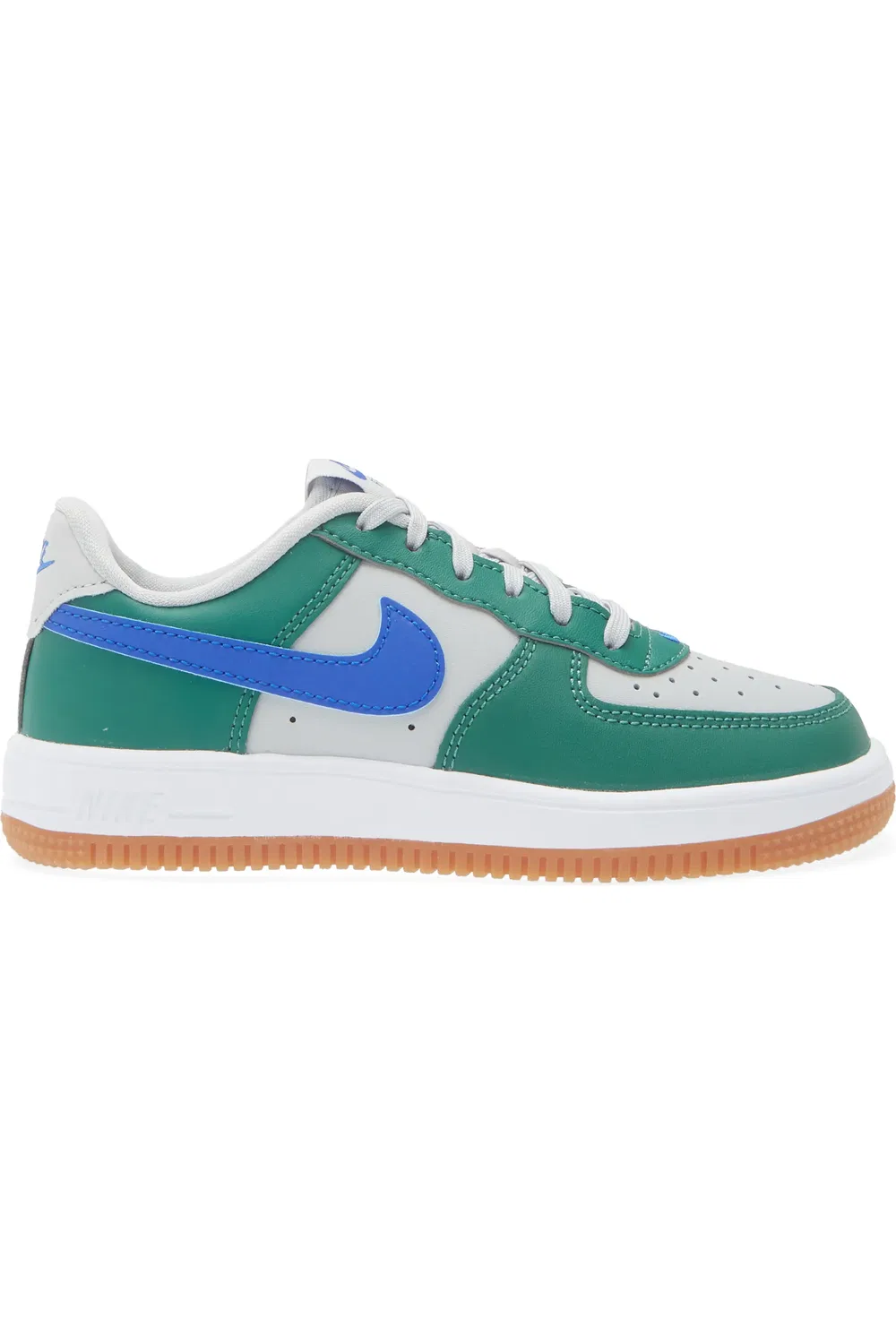 Детские кроссовки баскетбольные Air Force 1 Nike, Grey/Blue/Evergreen/White — фото 3