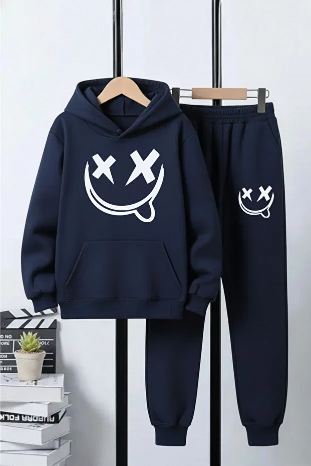 Детский спортивный костюм с принтом Emoji Fyk Kids, Navy Blue