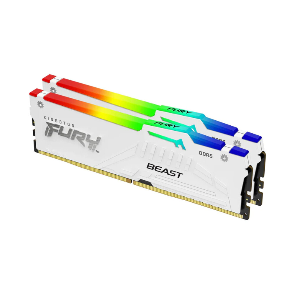 

Оперативная память Kingston Fury Beast RGB, 32 Гб DDR5 (2x16 Гб), 6000 МГц, CL40, KF560C40BWAK2-32, белый