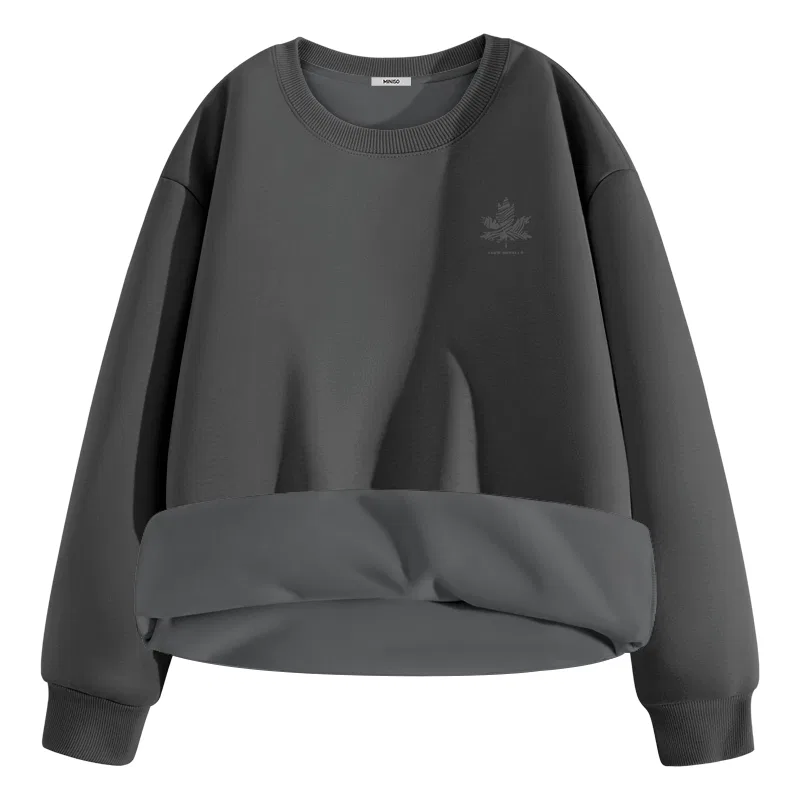 Детский свитшот на флисе с принтом MINISO, Dark Gray