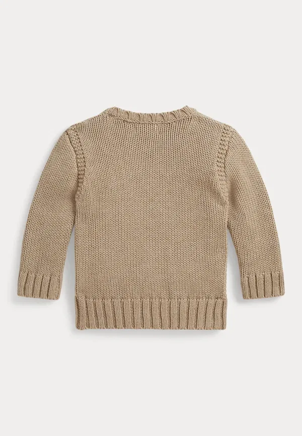 Джемпер с контрастной отделкой, хлопок, Contrast-trim iconic flag sweater, Polo Ralph Lauren, oatmeal multi — фото 2