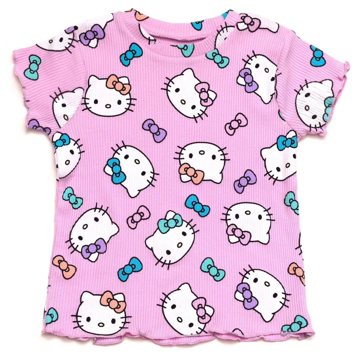 Детский комплект футболки и шорт с принтом Hello Kitty, Цвет Pink — фото 3