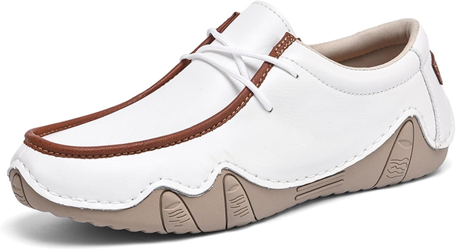 

Мужские кожаные ортопедические лоферы с поддержкой свода стопы, противоскользящие, на шнуровке, повседневные, легкие, для работы, вождения, путешествий и прогулок Botrent, белый