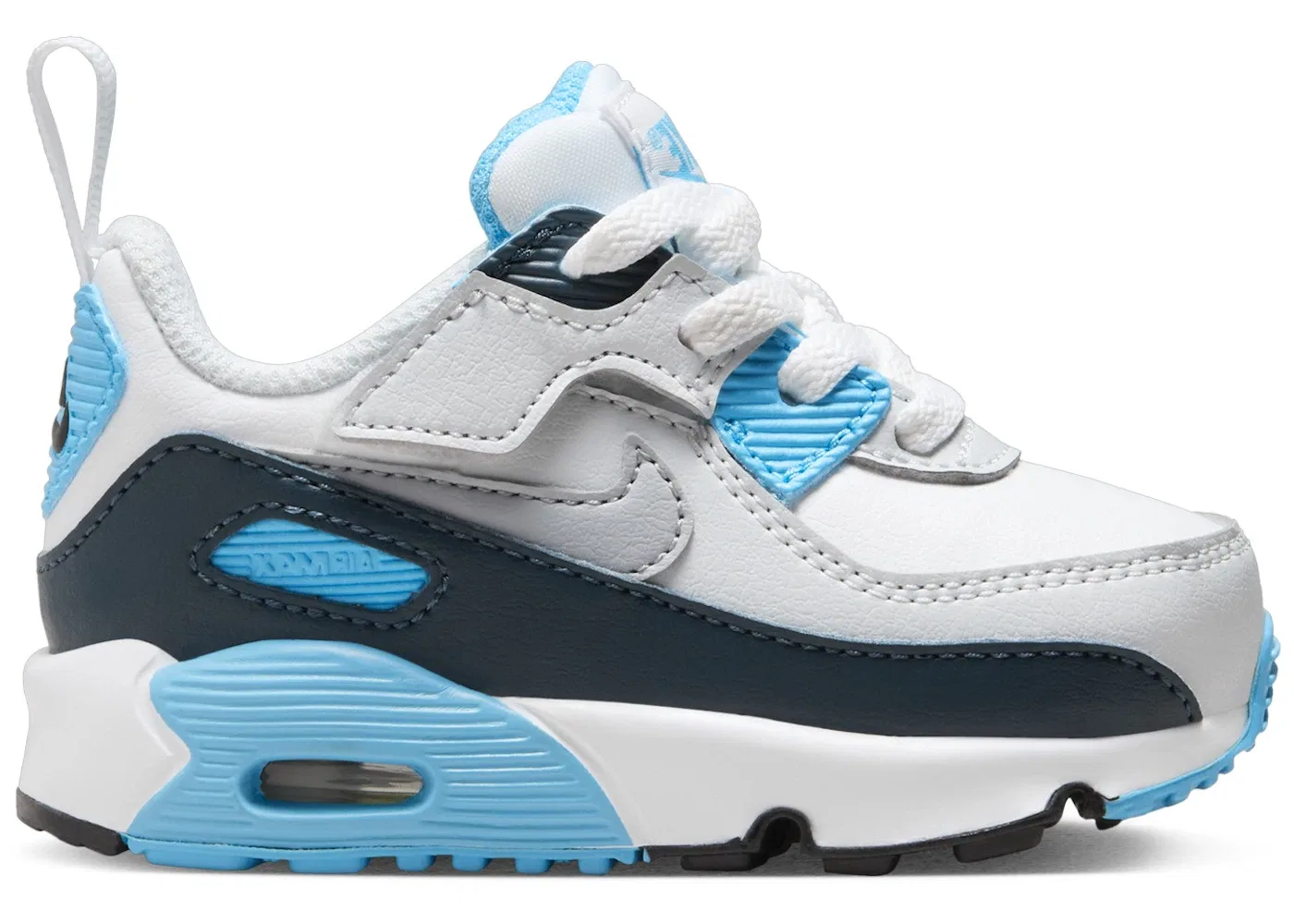 Детские кроссовки с системой EasyOn Nike Air Max 90 EasyOn Nike, White/Baltic Blue/Armory Navy/Wolf Grey