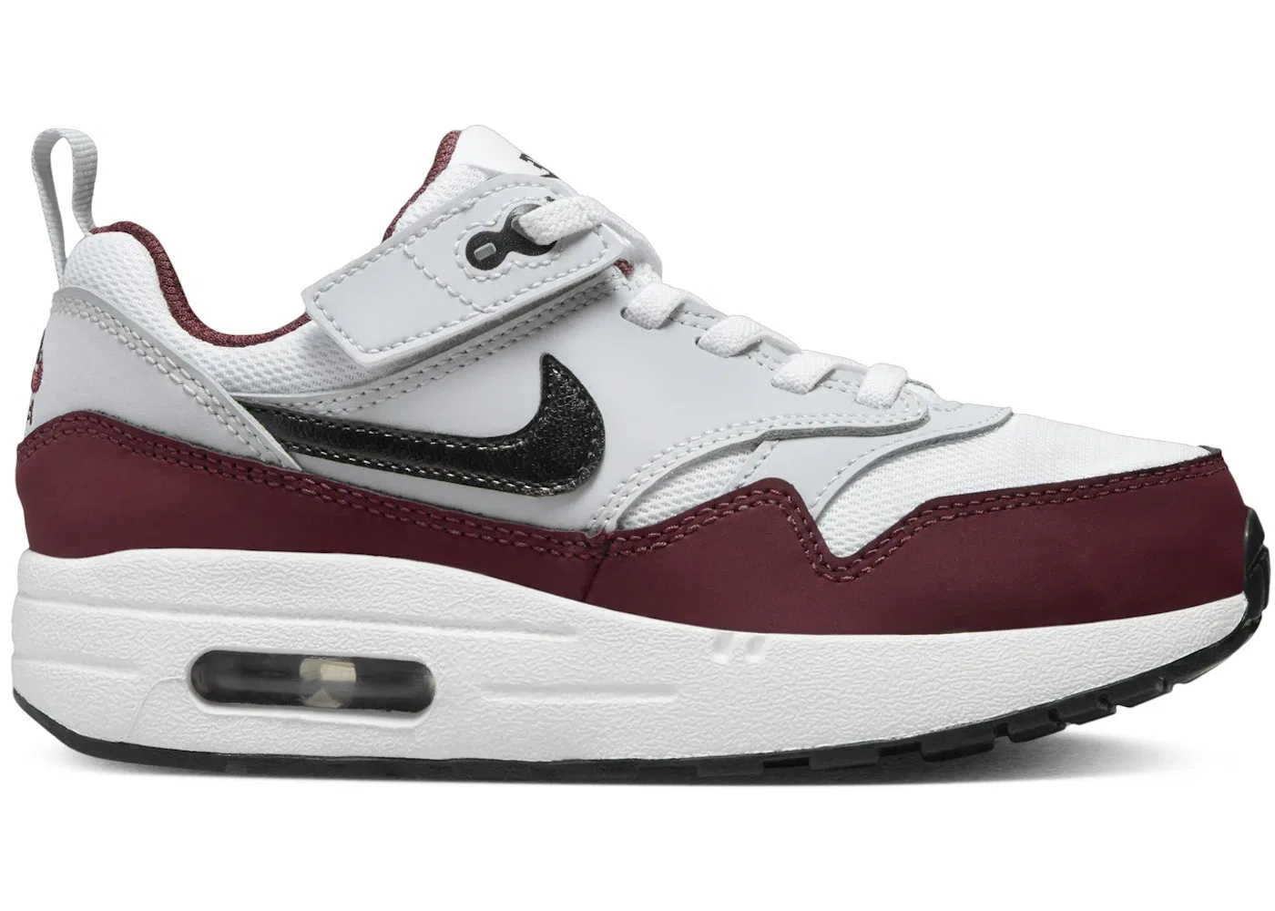 Детские кроссовки с шнуровкой Nike Air Max 1 EasyOn Nike, White/Dark Team Red Heather/Pure Platinum/Black