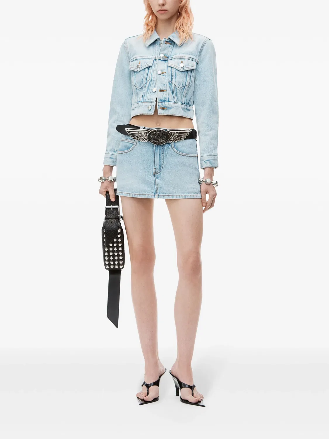 Денимовая юбка- шорты средней посадки Alexander Wang, синий — фото 4