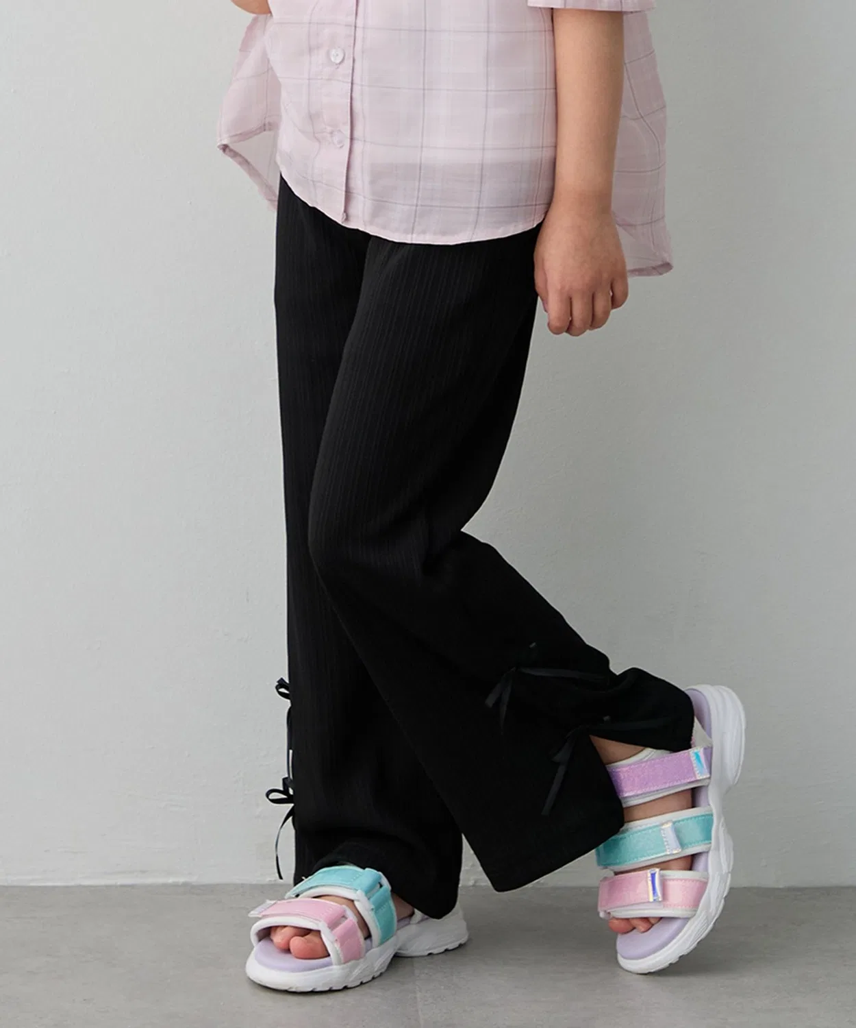 Детские брюки-клеш с широкими штанинами Ribbon Flare Any, Black