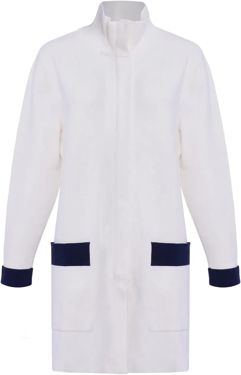 Женское пальто-платье на молнии с воротником-стойкой, 002-Dress, White