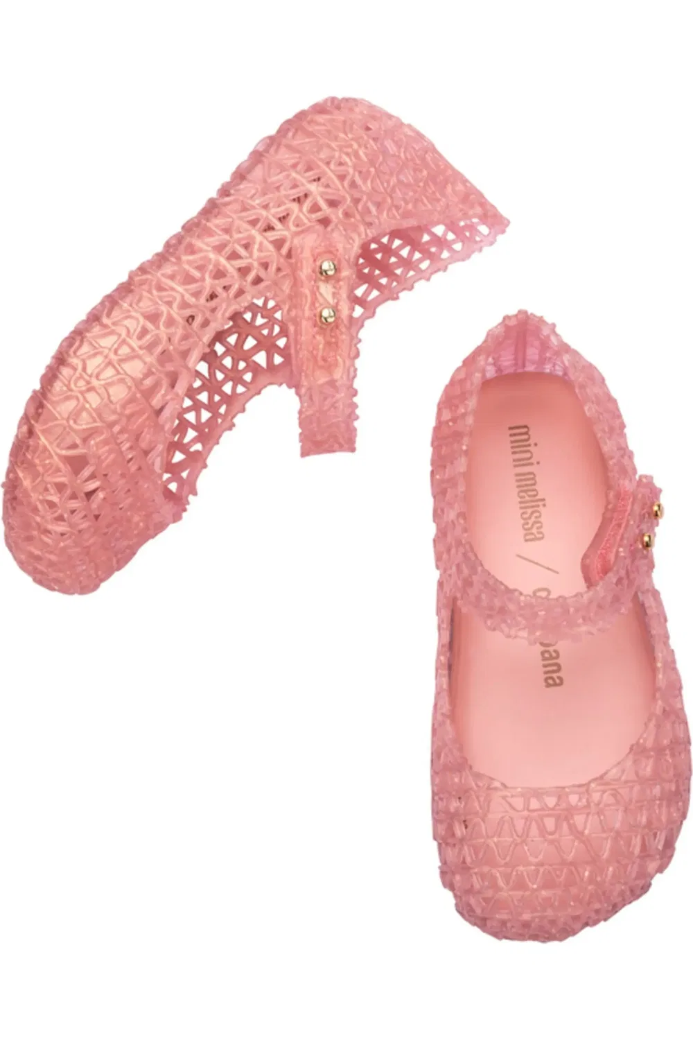 Детские туфли Мэри Джейн с блестками Campana Mini Melissa, Pearly Pink — фото 2