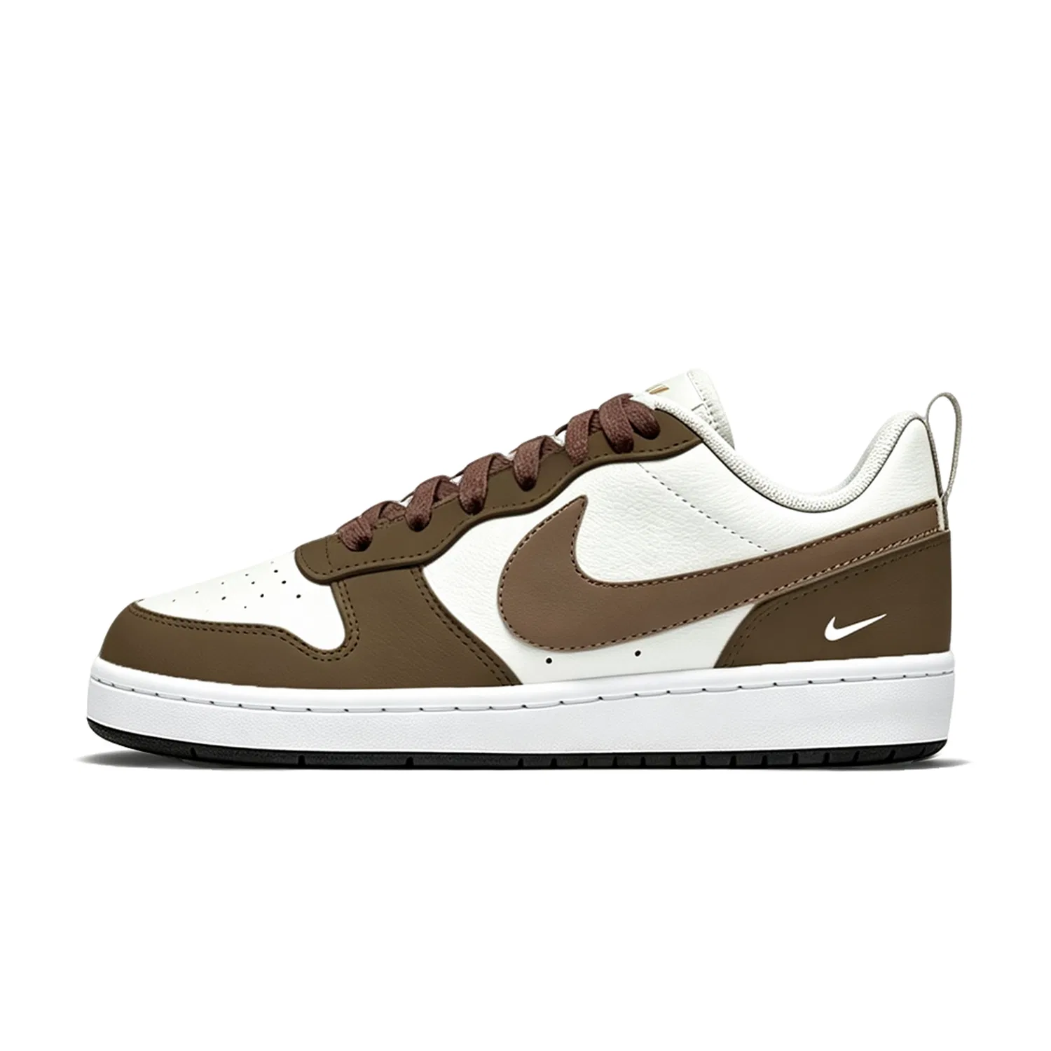 Детские кроссовки для скейтбординга с кожаным верхом Nike Court Borough 2, White Brown Multicolor — фото 3