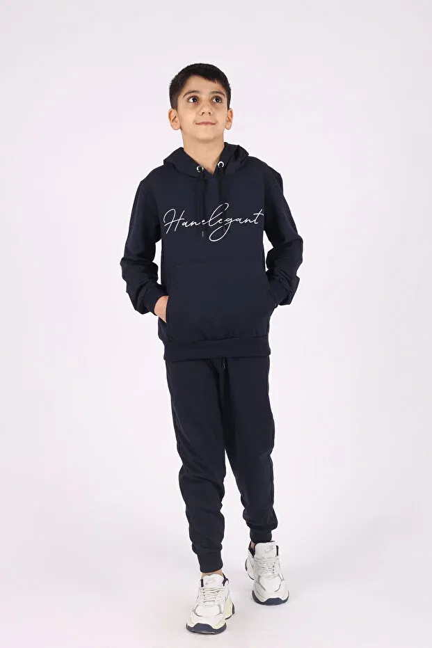 Детский спортивный костюм с капюшоном Han Elegant, Black Gray Navy Blue — фото 4
