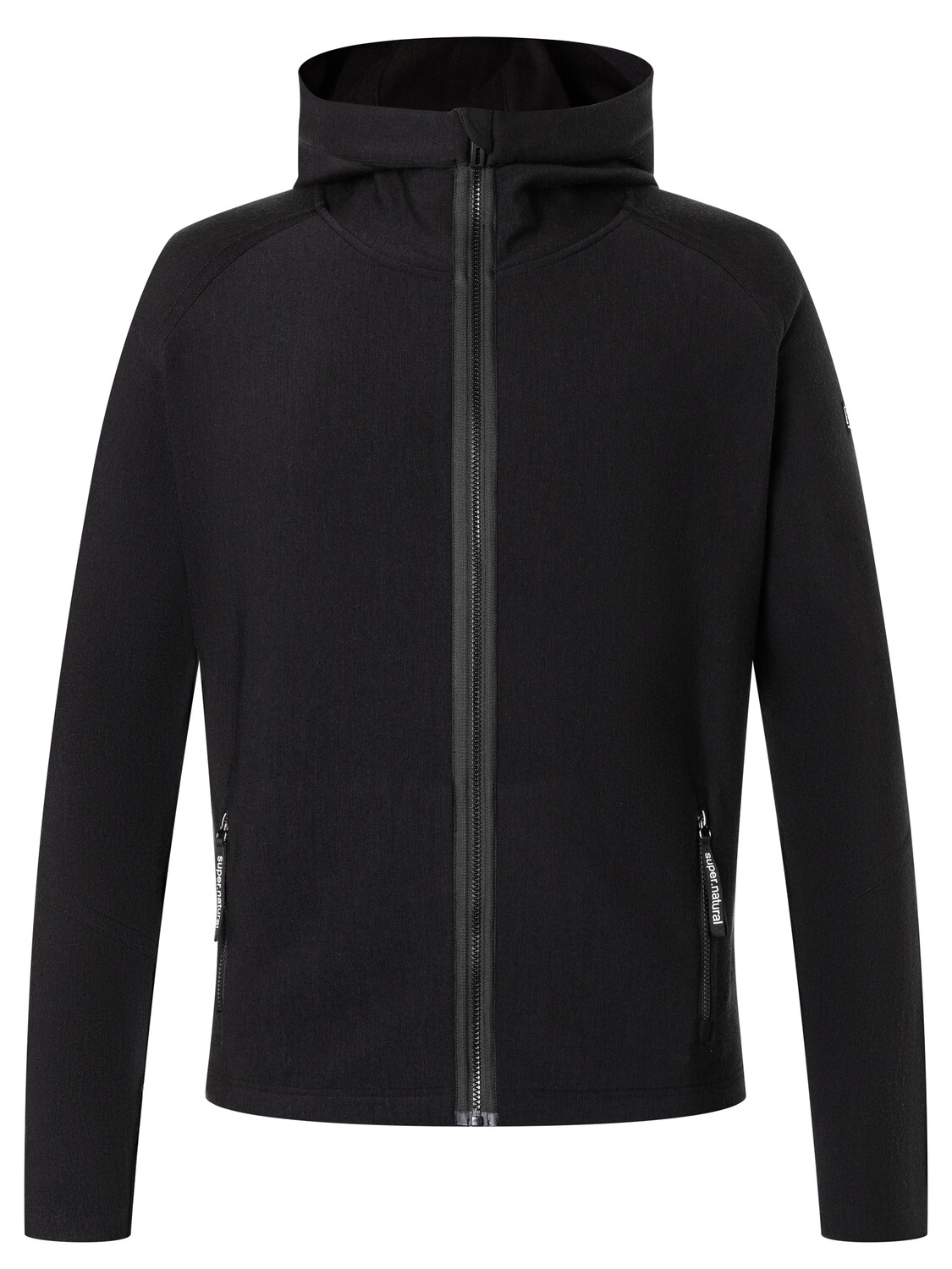 

Рубашка super.natural Merino Hoodie mit Reißverschluß, черный
