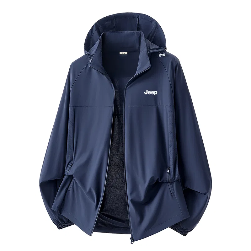 Детская куртка с капюшоном и защитой от солнца, модель Sun Protection, Jeep, Light Grey/Dark Blue — фото 4