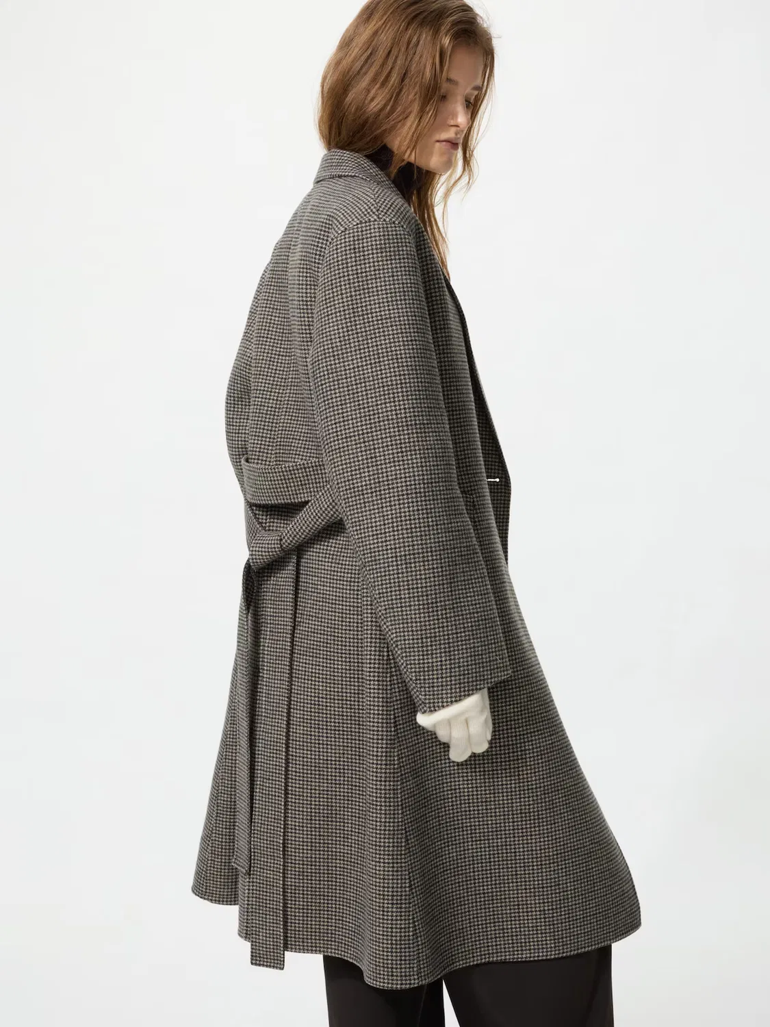Пальто Uniqlo, свободное длинное двустороннее, коричневый — фото 4