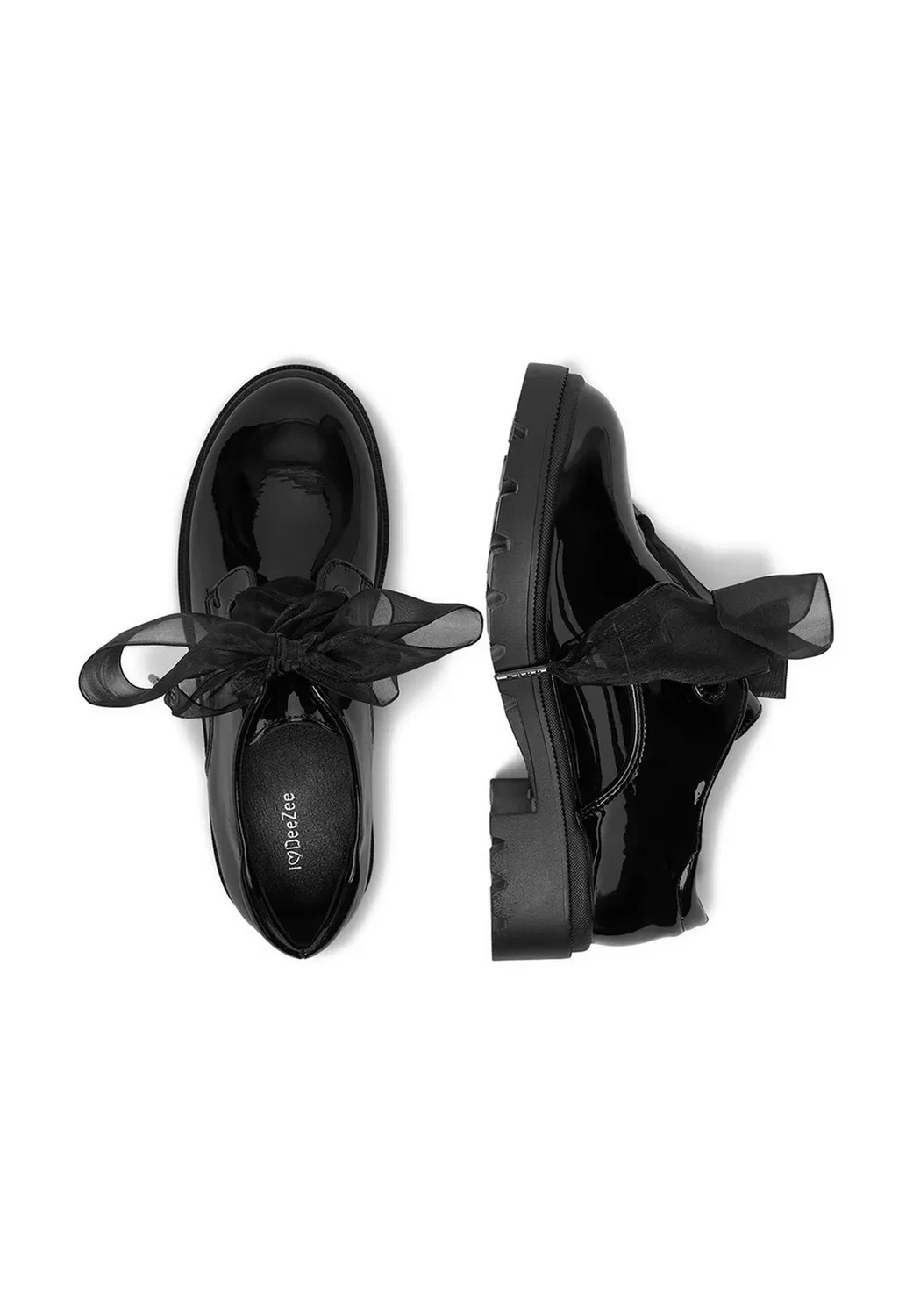 Низкие туфли для девочек 5907964287896 - на шнуровке Deezee, Black — фото 3