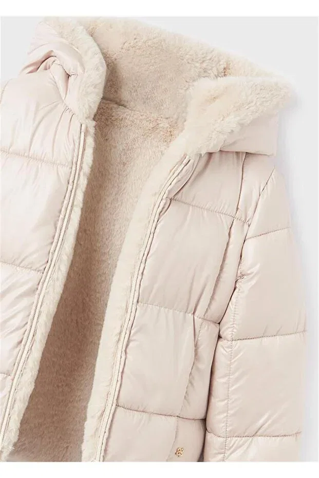 Детское двустороннее пальто для девочек с кружевным воротником Abel & Lula, Beige — фото 3