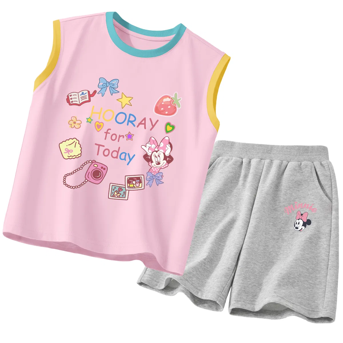 Спортивный костюм для детей, тонкий, с круглым вырезом, Disney, Di Wave Ball Orange Blue+Di Cute Star K Gray — фото 3