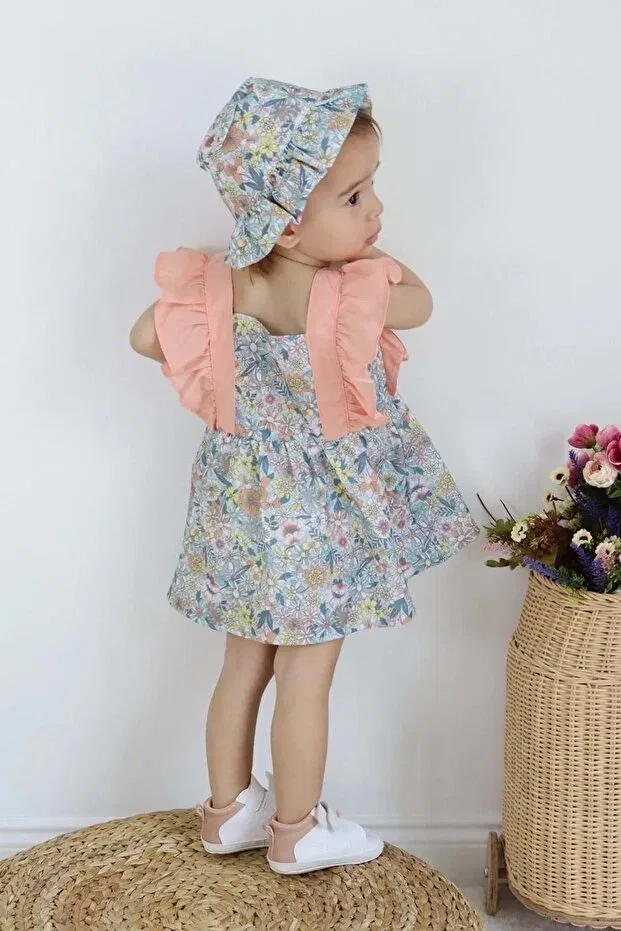 Детское хлопковое платье для девочек Mnk Baby&Kids, Powder — фото 3