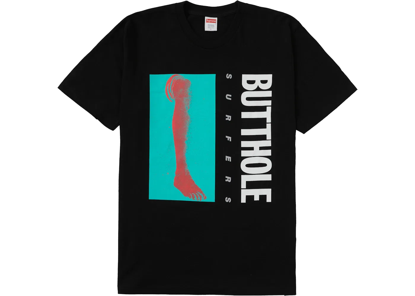 Мужская футболка с принтом Butthole Surfers Leg Tee Supreme, черный