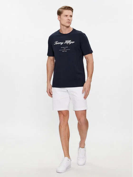 Футболка regular fit Script Logo Tee Tommy Hilfiger, темно-синий — фото 2