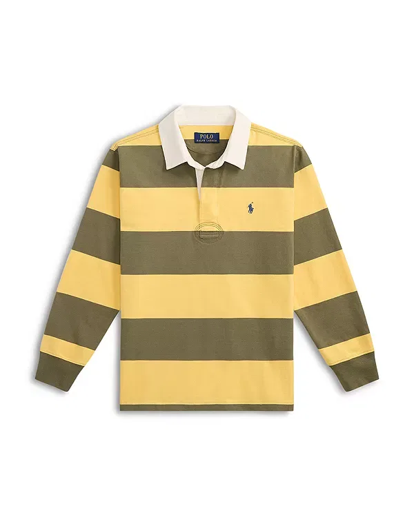 Детская рубашка-поло для мальчиков с длинным рукавом The Iconic Rugby Shirt Ralph Lauren, Rich Ruby/Nevis — фото 3