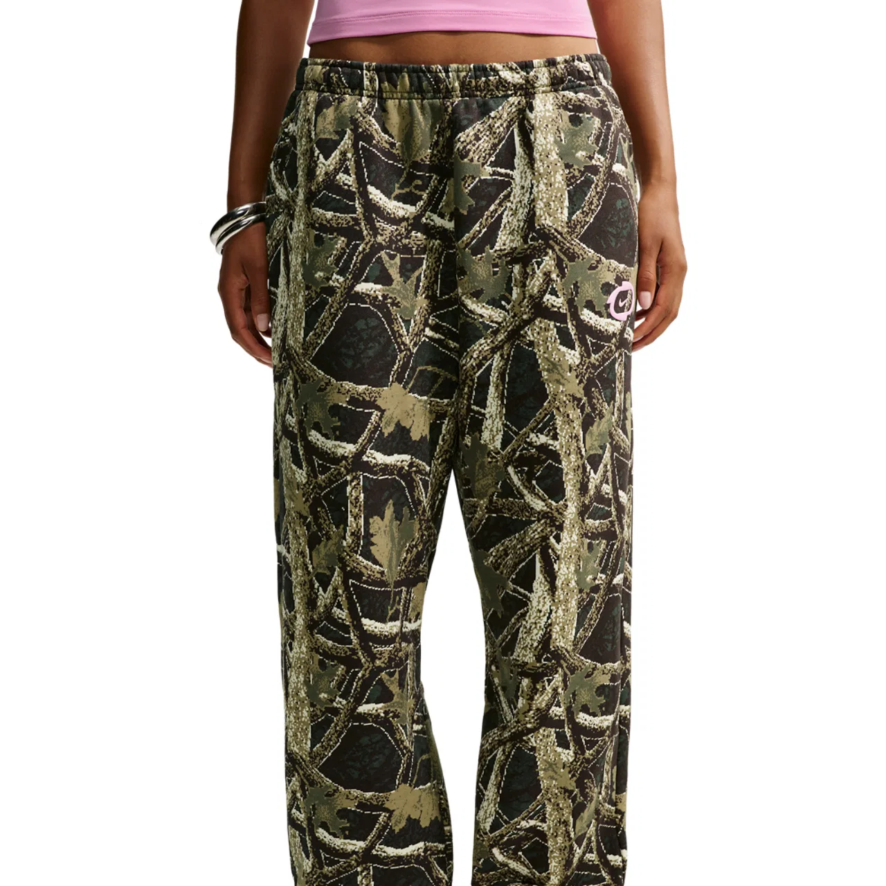 Женские джоггеры оверсайз с камуфляжным принтом Nike Studio Fleece, Camo/Pink