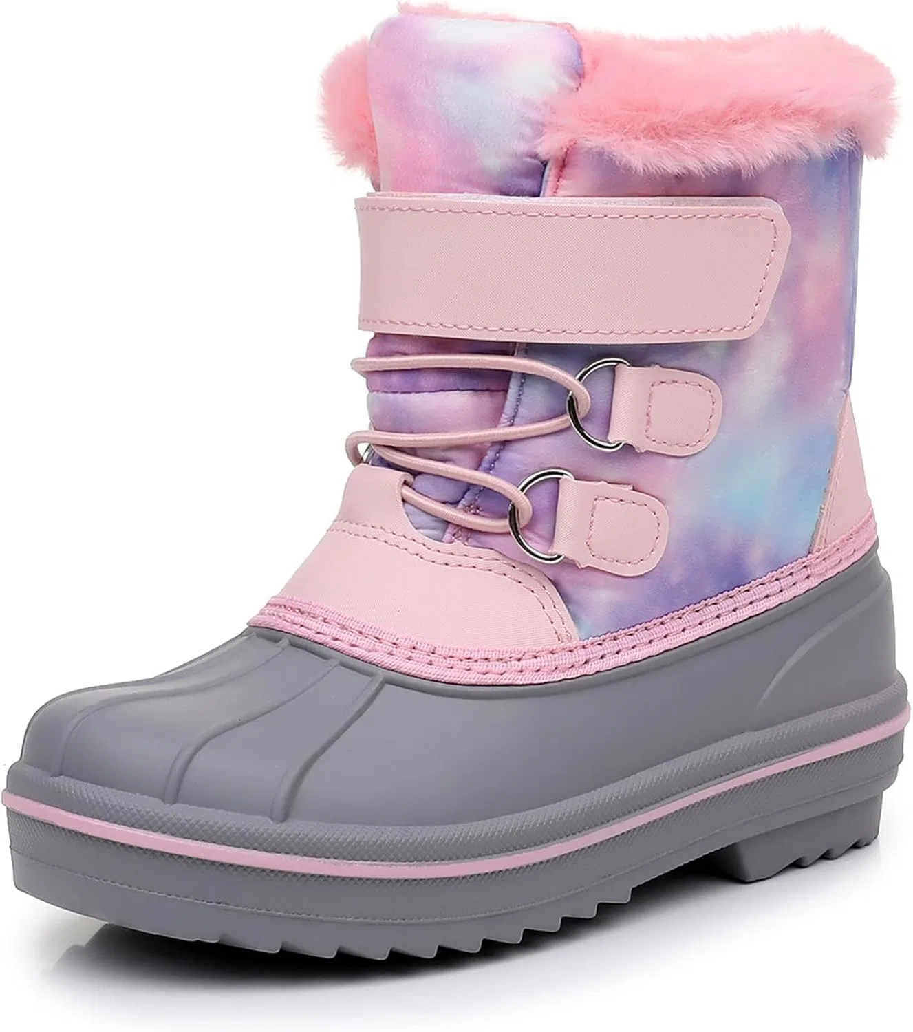 Детские зимние сапоги для мальчиков и девочек с принтом утки Ahannie, Pink Multi
