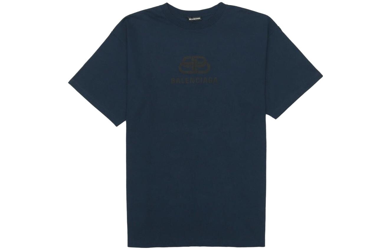 

Balenciaga Мужская футболка, цвет Blue with Black Lettering