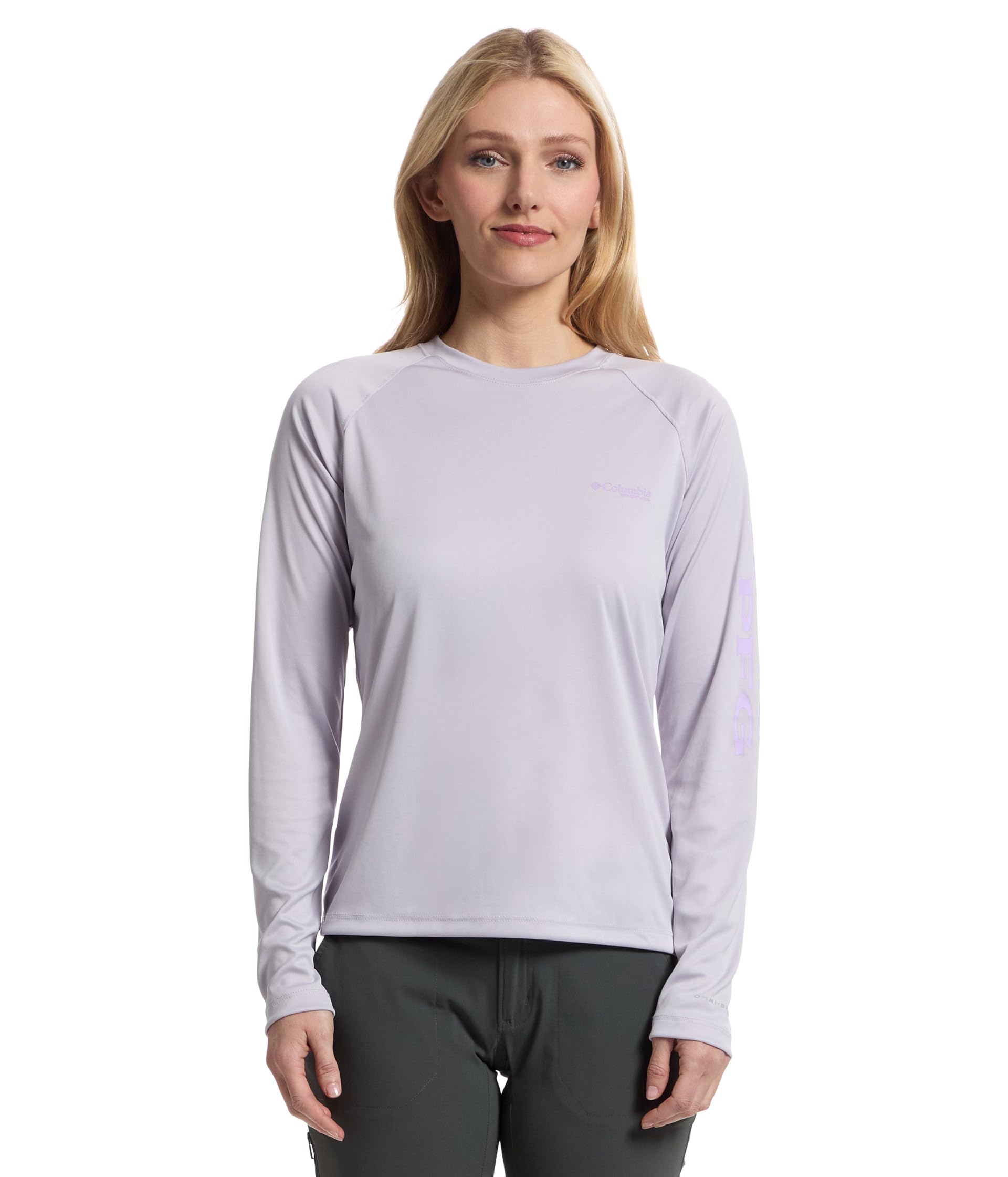 

Футболка Columbia Tidal Tee Ii L/S, Lavender Pearl/Hydrangea Logo