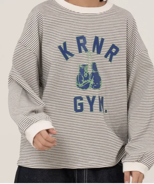 Футболка с длинным рукавом полосатая Envy Wide Fit, Krnr, айвори
