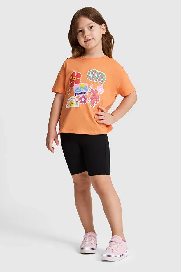 Детская футболка для девочек с коротким рукавом U.S. Polo Assn., Orange — фото 4
