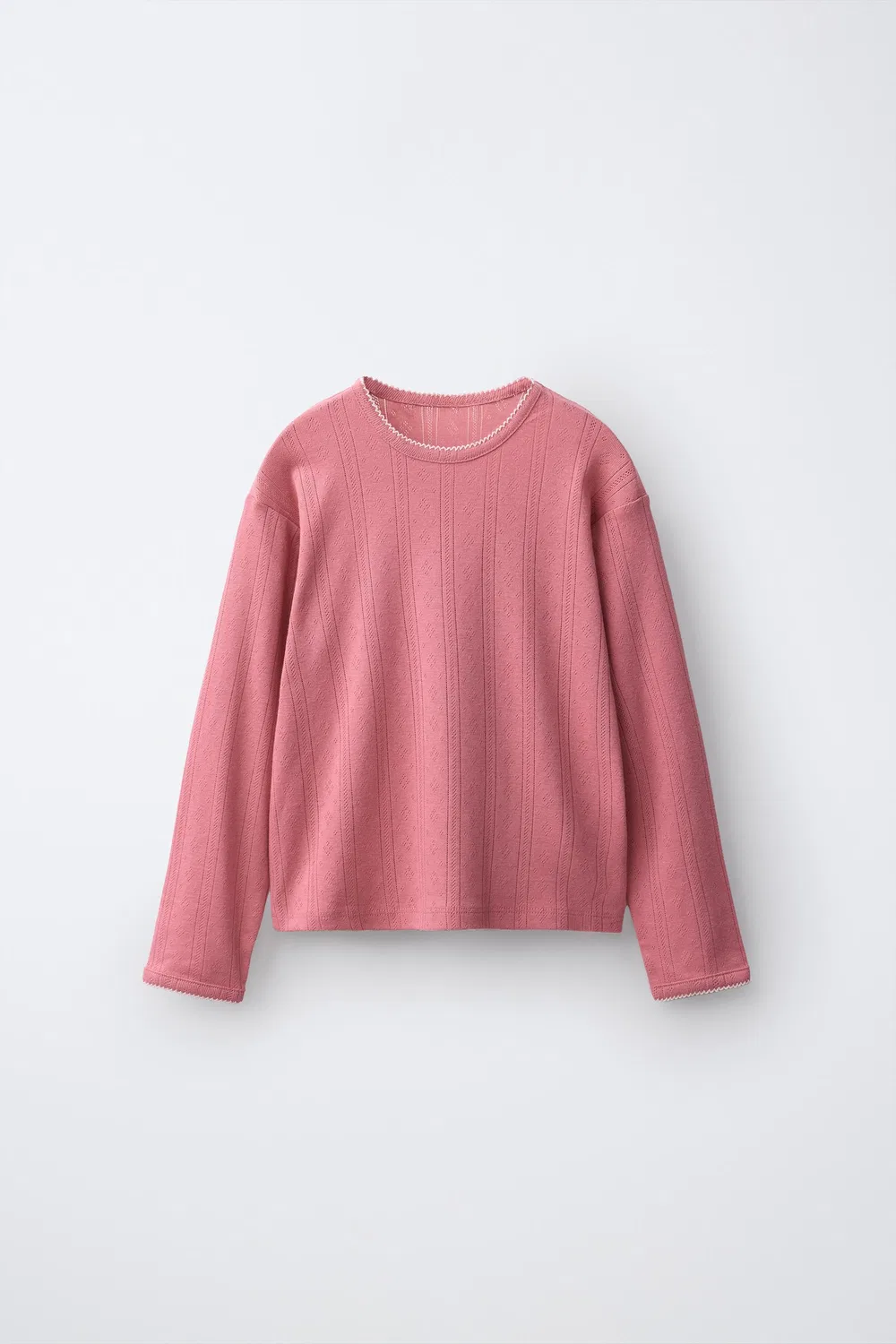1 1/2-6 лет / Пижама для детей, однотонная, с декоративной строчкой ZARA, Raspberry — фото 2
